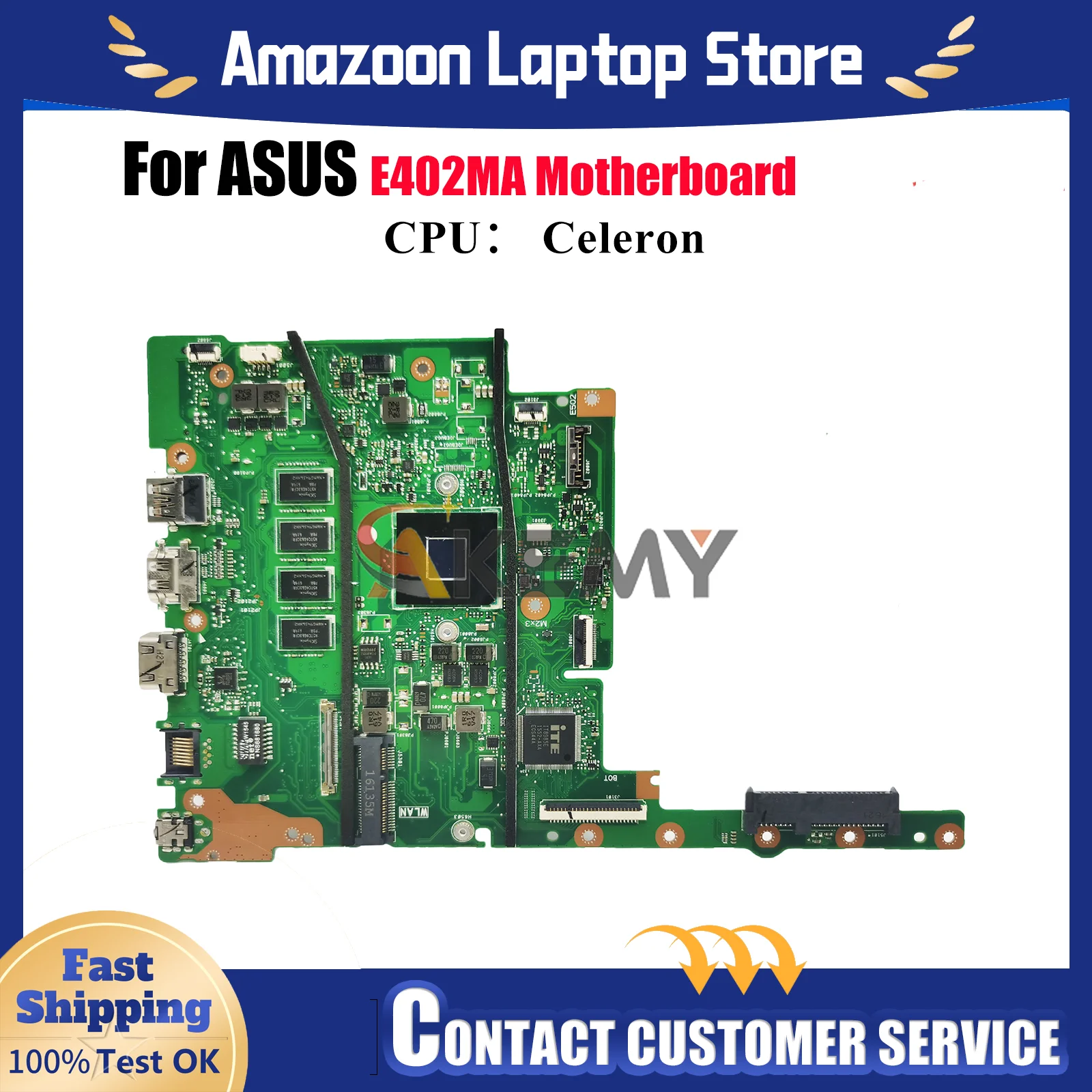 

E402MA Laptop Motherboard For ASUS EeeBook E402MA E402M Notebook Mainboard With Celeron CPU 100% tests OK fast shipping stk