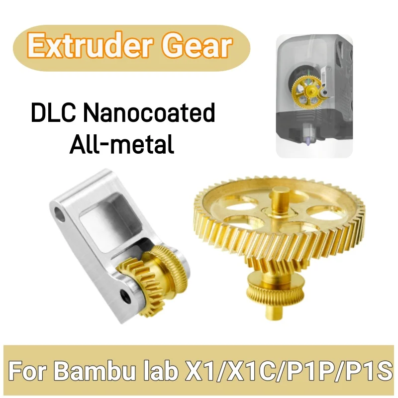 

Upgrade Extruder Gear For Bambu Lab X1 X1C P1P P1S metal DLC Nano-Coated Hardened Steel Gear Assembly High Precision 3D Printer