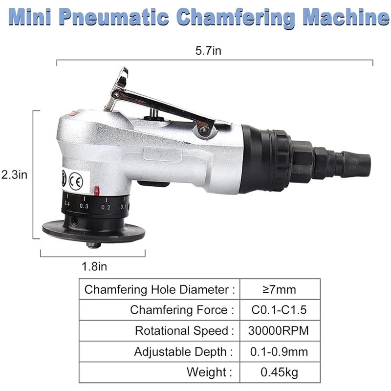 Imagem -06 - Mini Máquina de Chanfrar Pneumática Ferramenta de Chanfro de ar para Chanfrar Metal Canto Redondo 45 Graus Arco Canto Fácil de Usar em 1