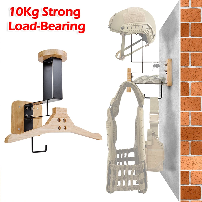 

Wall-Mounted Motorcycle Helmet Holder 10Kg Load Multipurpose Wooden Bicycle Helmet Display Hanger Helmet Bracket for Shop Room