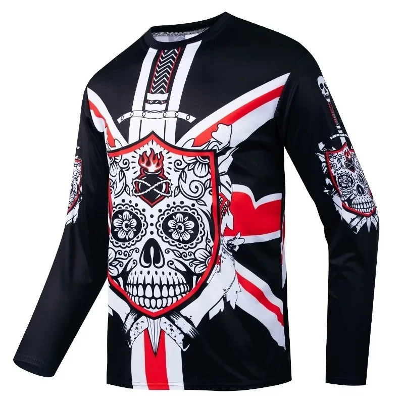 2026 Summer Downhill Suit Long Sleeved T-shirt Men's Quick Drying Breathable Mountain Bike Riding Suit Off-road Motorcycle