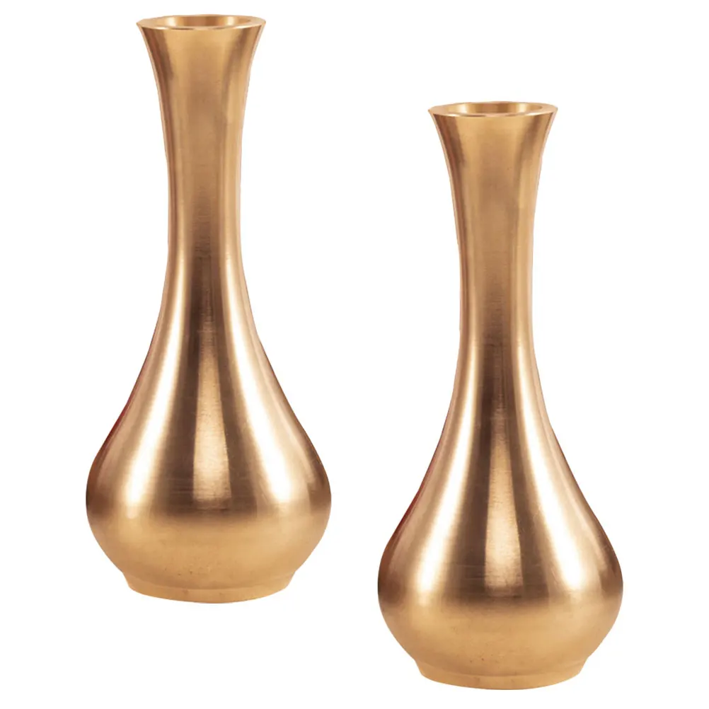 

2 Pcs Copper Flower Vases Small Decorative Home Office Yard Garden Metal Floral Dried Arrangement Display Modern Style