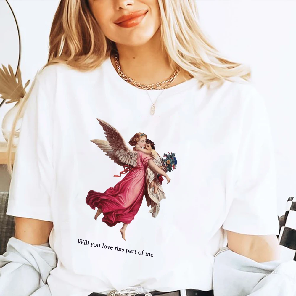 

Will you love this part of me Angel Graphic Women T-Shirt Cotton Summer Fashion Oversize Tee Short Sleeves Mother's Day Gifts