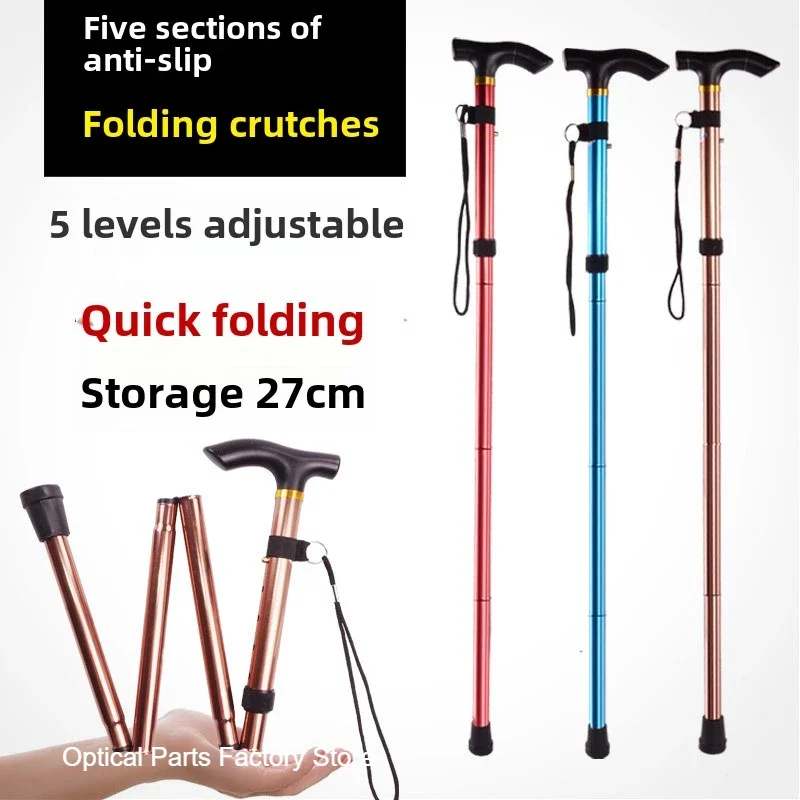 Hiking Camping Mountaineering Poles Walking Stick Telescopic Baton Trekking Poles Folding Cane Crutches Pole Unisex