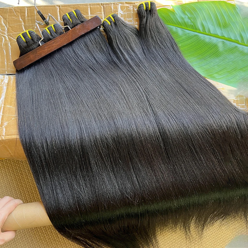 Yaki Straight Echthaarbündel # 1B natürliche Farbe 100 % echtes Echthaar rohes reines Haar Weave Extensions 10A voll für Frauen