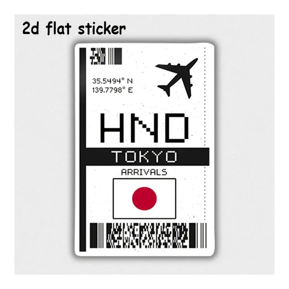 Tokyo Airport Arrival Ticket Waterproof Decal For Laptops, Cars, Motorcycles, Water Bottles & Smooth Surfaces