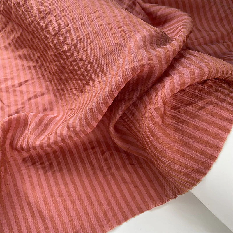 Multi-color striped blue-green vertical stripe Tencel linen cotton-linen fabric for Hanfu and cheongsam, yarn-dyed