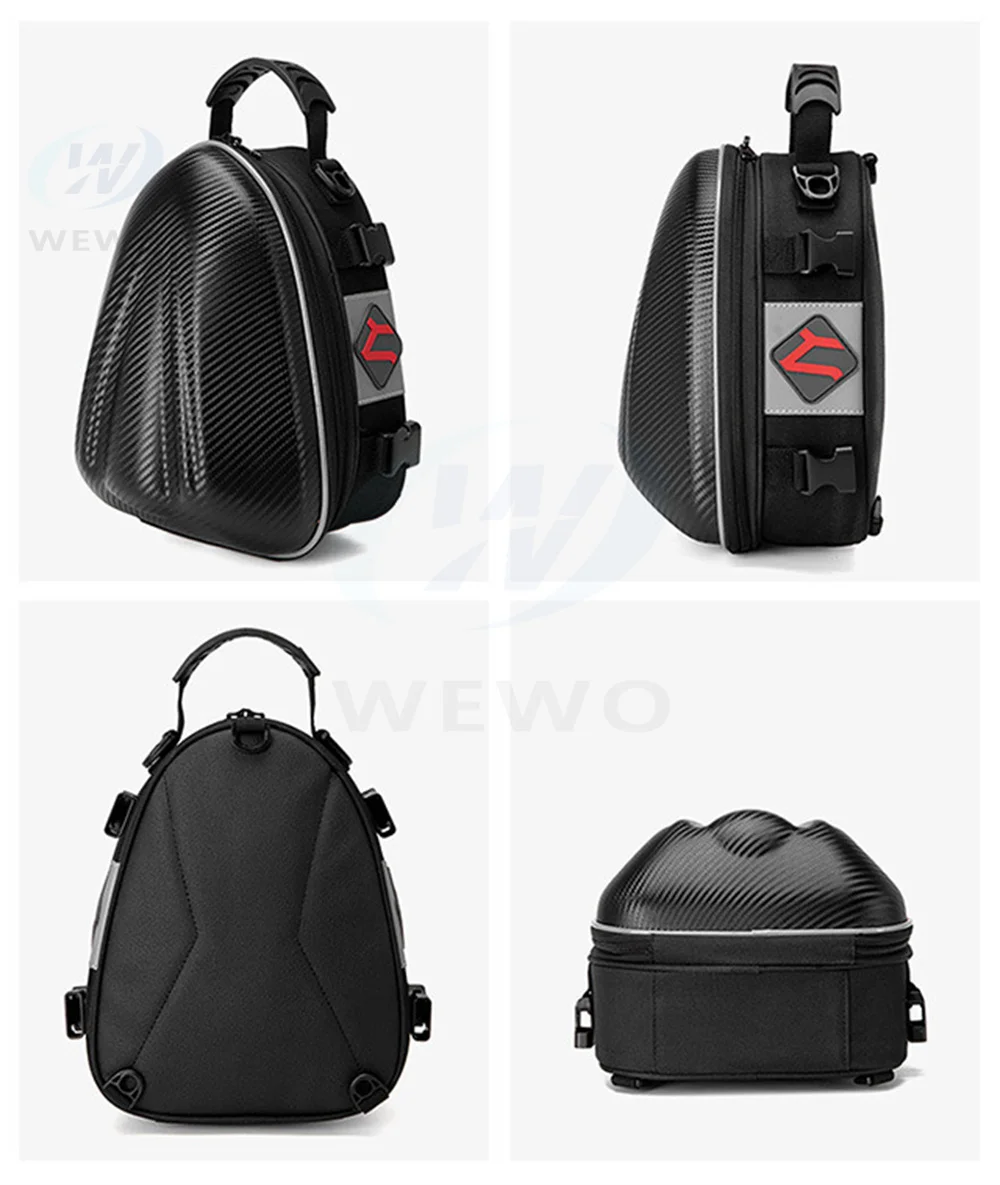 Motorcycle Bag Large Capacity Waterproof Reflective Rear Seat Bag Carbon Fiber Moto Equipment Rainproof Saddle Bag Tail Bag Back