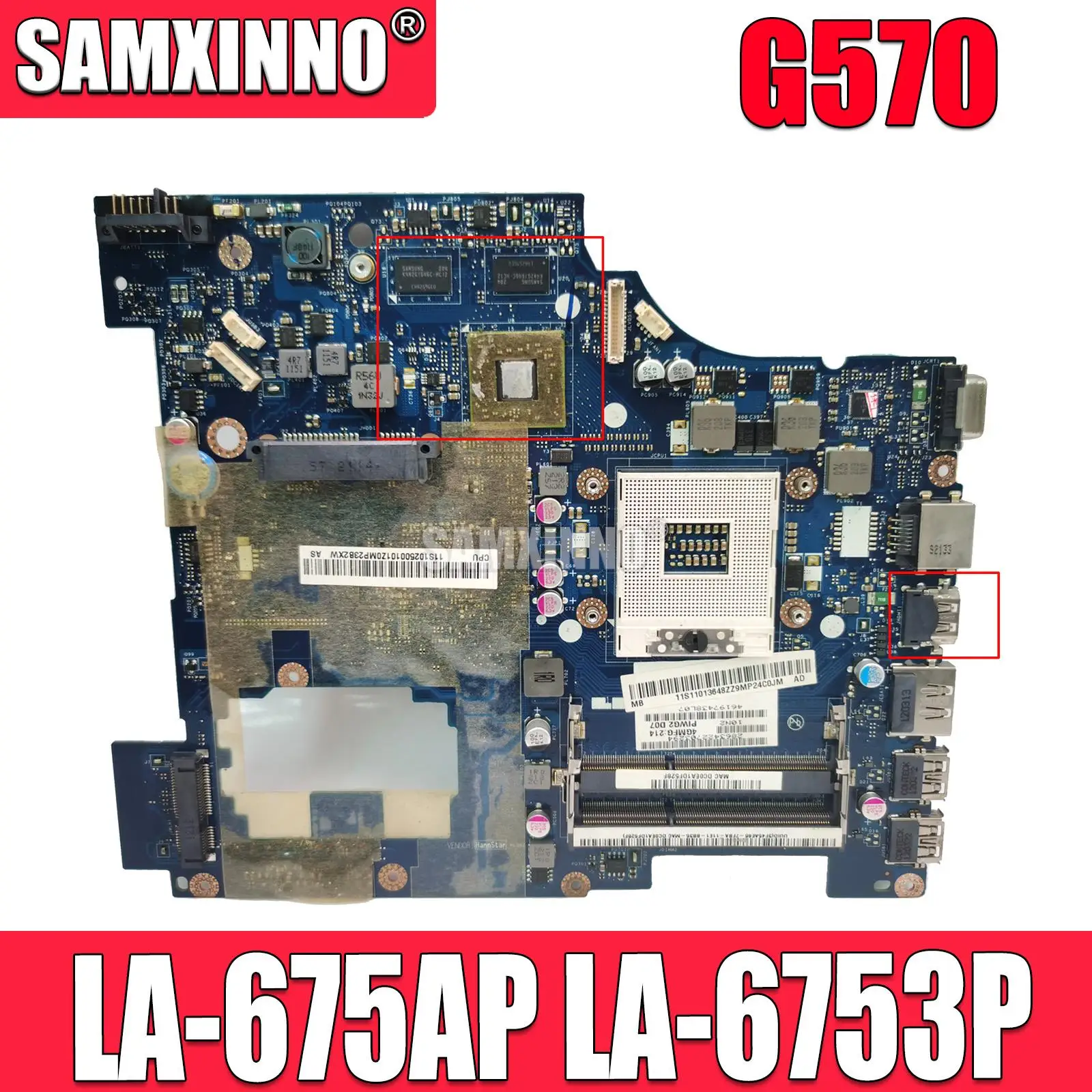 

LA-675AP LA-6753P For Lenovo Ideapad G570 Notebook Motherboard 11013647 11013570 11013648 PGA 989 HM65 DDR3 Laptop Mainboard