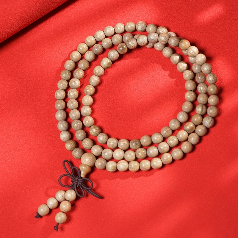 Carved Buddhist bead bracelet, wooden string prayer beads, old camphor wood with a fresh fragrance, multi-loop coll