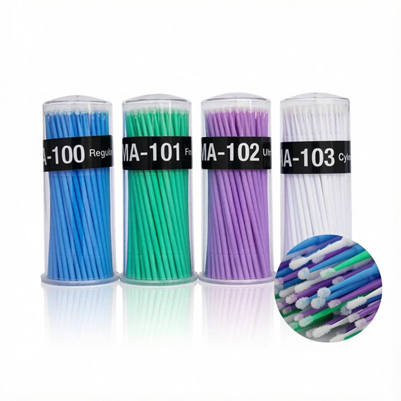 100Pcs/Bottle Dental Disposable Micro Brushes Applicators Micro Brush Eyelash Cleaning Brush Dentist Odontologia Extension Tools