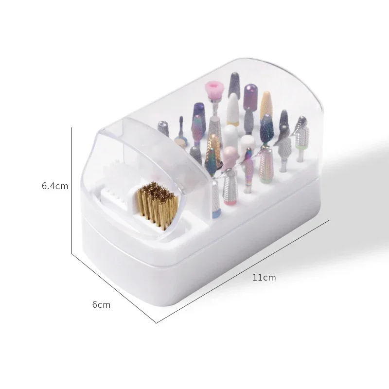 30 Holes Nail Art Drill Storage Box Grinding Polish Head Bit Holder Display Nail Drill Bits Organizer Stand Manicure Nail