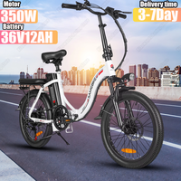 CY20 Adult Foldable Ladies Electric Bicycle 350W Motor 36V12AH Lithium Battery Electric Bike 20-inch Tires City Commuting E bike