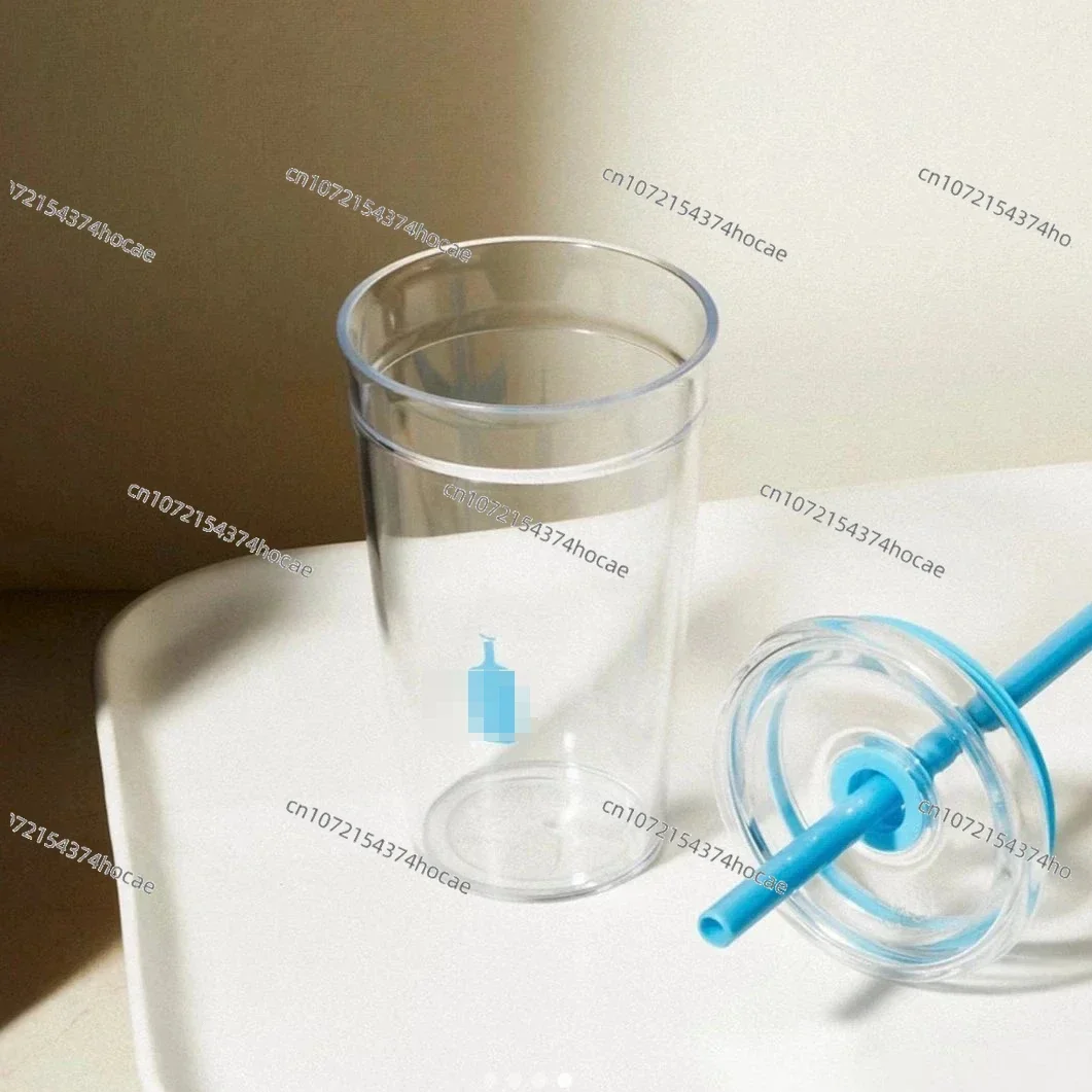 Blue bottle transparent straw cup