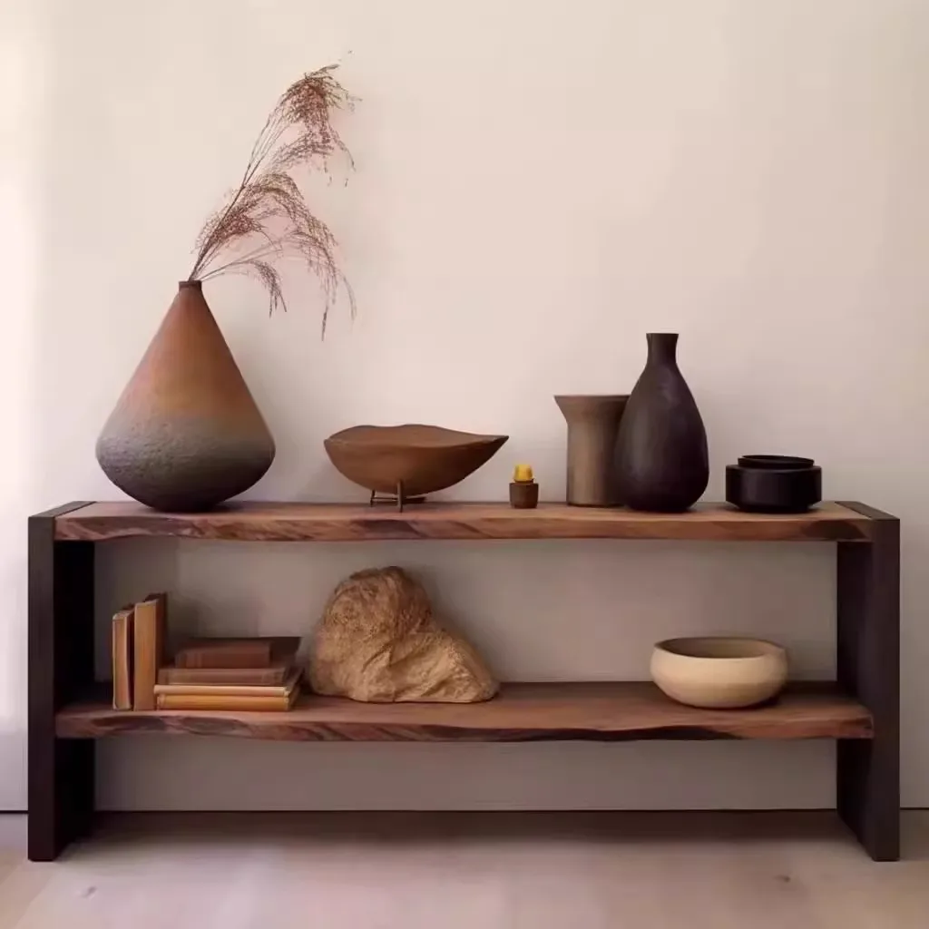 Entrance Table Retro Solid Wood Strip Corridor Shelf Middle Ancient Style Homestay Entrance Cabinet