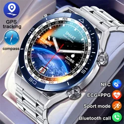 For Huawei Xiaomi NFC Smart Watch Men GPS Tracker Compass AMOLED HD Screen Heart Rate ECG+PPG Bluetooth Call SmartWatch 2024 New