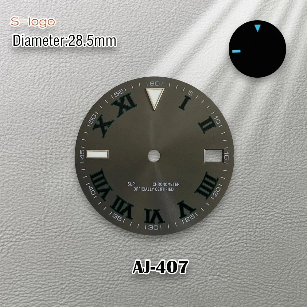 28.5mm s logotipo romano aureum dial caber nh35/nh36/4r/7s movimento gelo azul luminoso de alta qualidade relógio modificação acessórios reparação