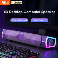 Computer Soundbar Speakers Bluetooth 5.0 and Wired, 4D Surround Sound Stereo with Subwoofer for Laptop PC