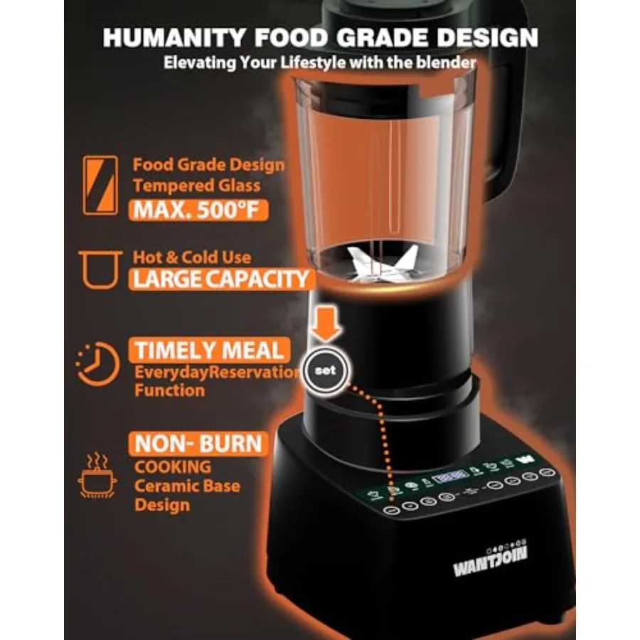 خلاط كونترتوب عالي السرعة سعة 60 أونصة للاستخدام المنزلي مع محرك 24000 دورة في الدقيقة و9 برامج OneTouch: مثالي لصنع جوز حليب الصويا