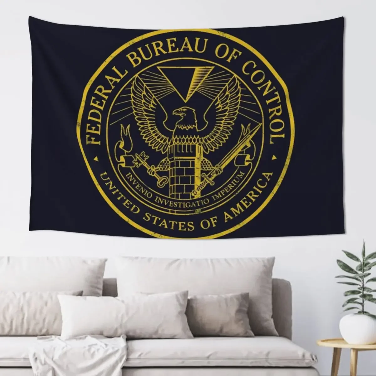 Federal Bureau of Control Control Game Logo Distressed Logo Tapestry Bedroom Decor Wall Hangings Decoration Tapestry