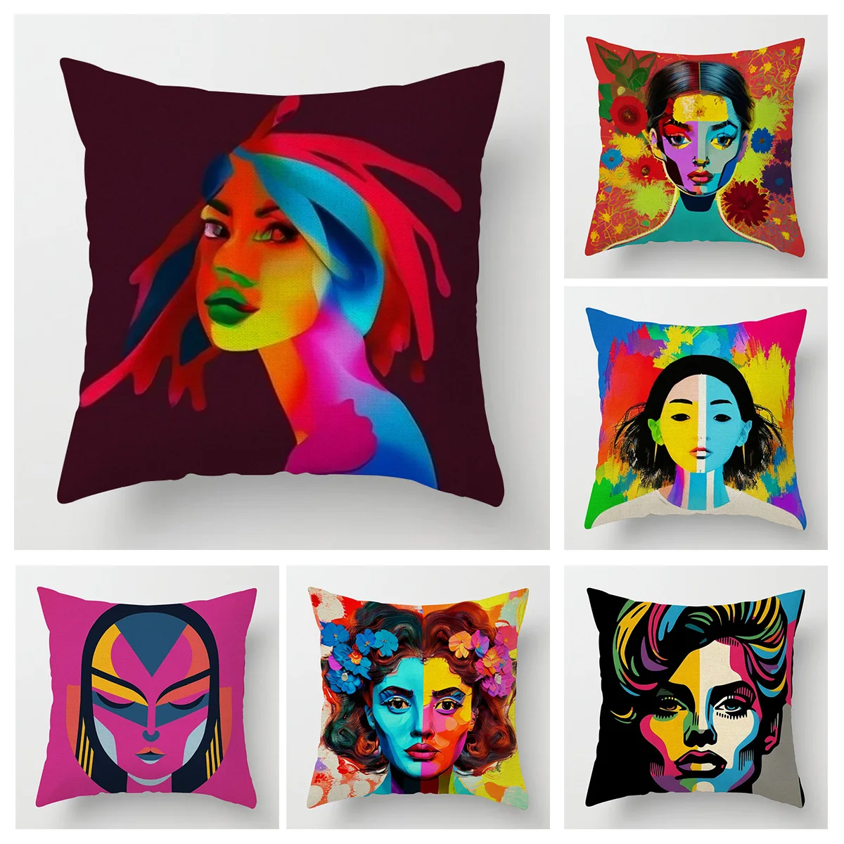 

Abstract watercolor figure illustration cushion cover living room bedroom sofa decoration pillow cover Nordic style 40x 40cm