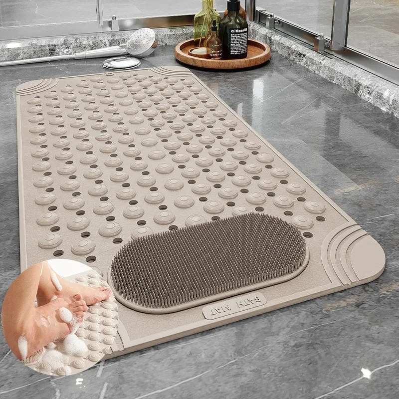 Shower Bath Mat Foot Massager With Non-Slip Suction Cups Bathroom Mat Silicone Suction Cup Massage Brush For Bathroom Use