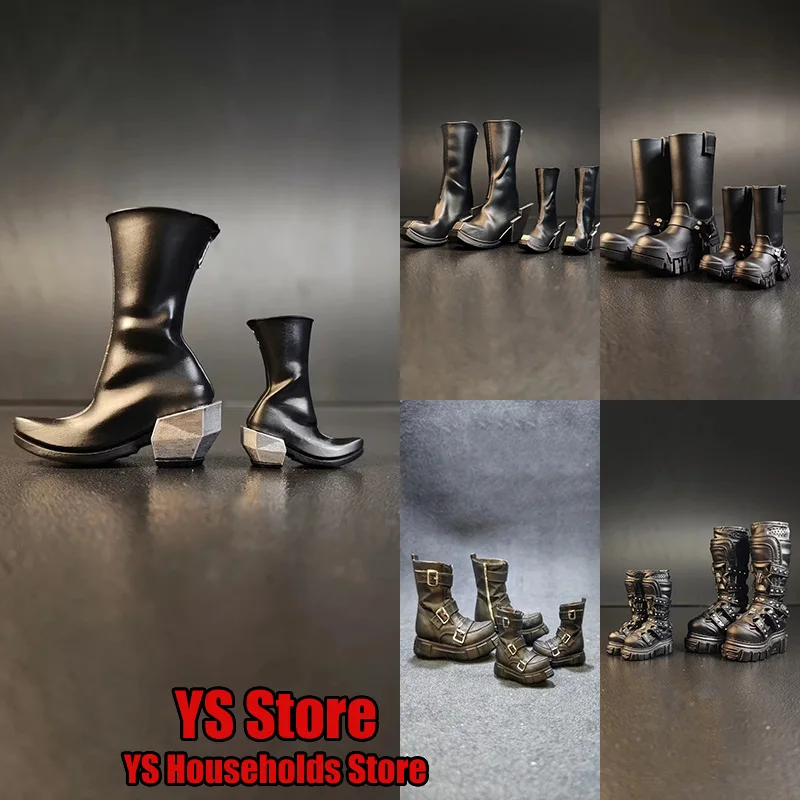 

1/6 1/12 Female Soldier Thick Bottom Long Tube Boots Fashion Punk Shoes Toys Accessory For 12" 7mm 6" 3mm Hole Body Decoration