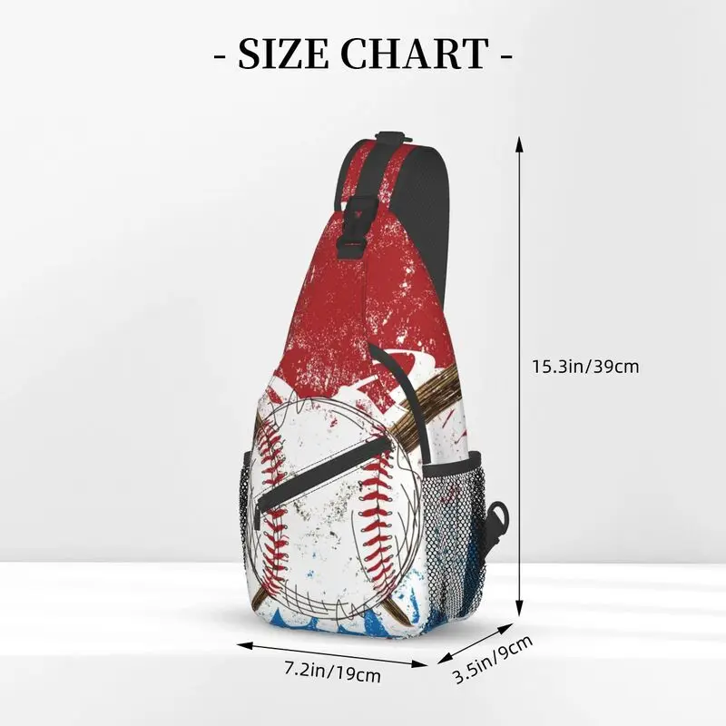 Customized Abstract Baseball Flag Sling Bag for Men Cool Shoulder Crossbody Chest Backpack Travel Hiking Daypack