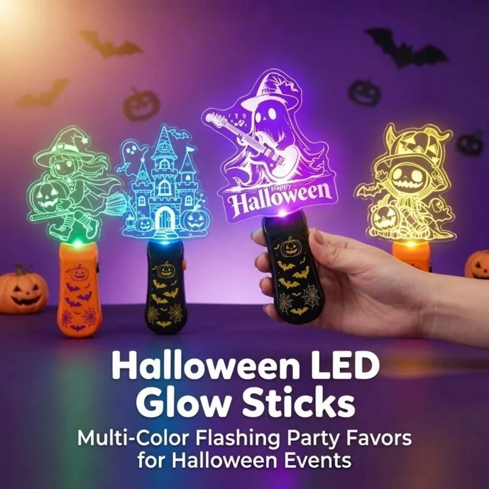 Halloween Lamp LED Glow Sticks with Sound Snowman Elk Colorful Mini Handheld Night Lights Santa Claus Christmas Music Glowing
