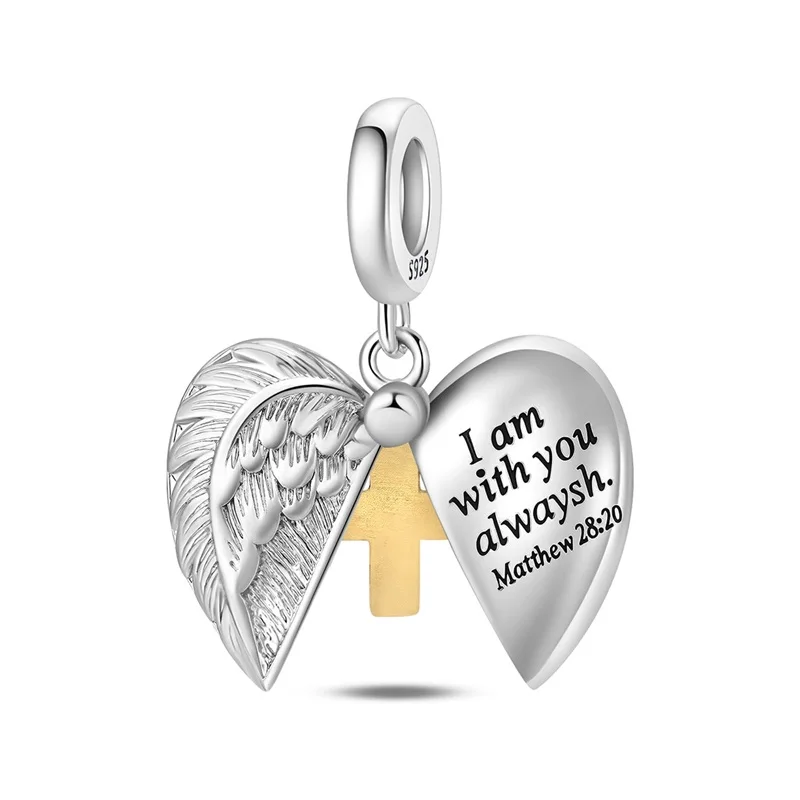 

925 Sterling Silver Love Cross Faith Charms Pendant For Women Fit Original Bracelet DIY Birthday Party Jewelry Gifts