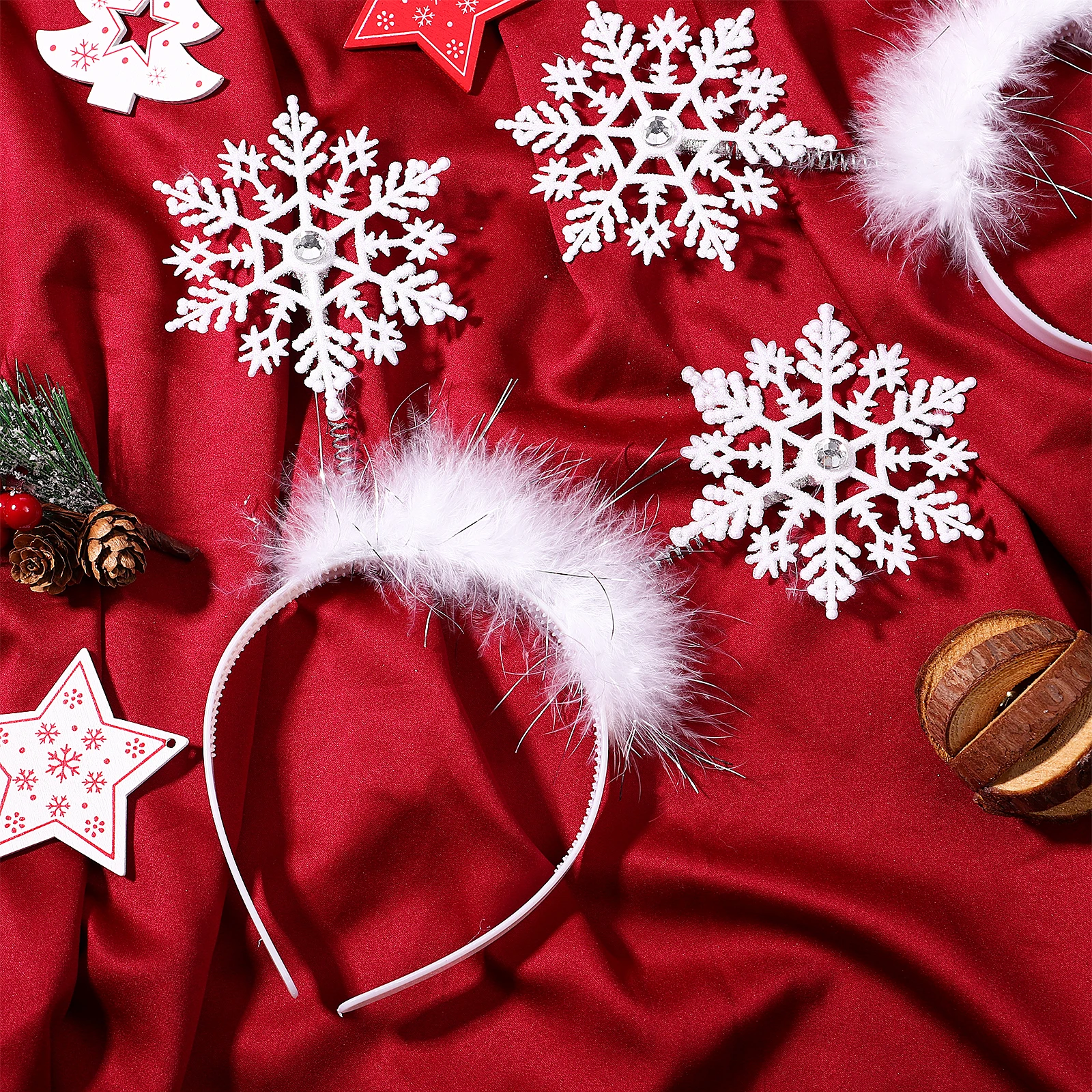 

2 шт., детские повязки на голову со снежинками, рождественский обруч премиум-класса, вечерние аксессуары для волос, праздничные повязки для волос для девочек, праздничные праздничные повязки для волос