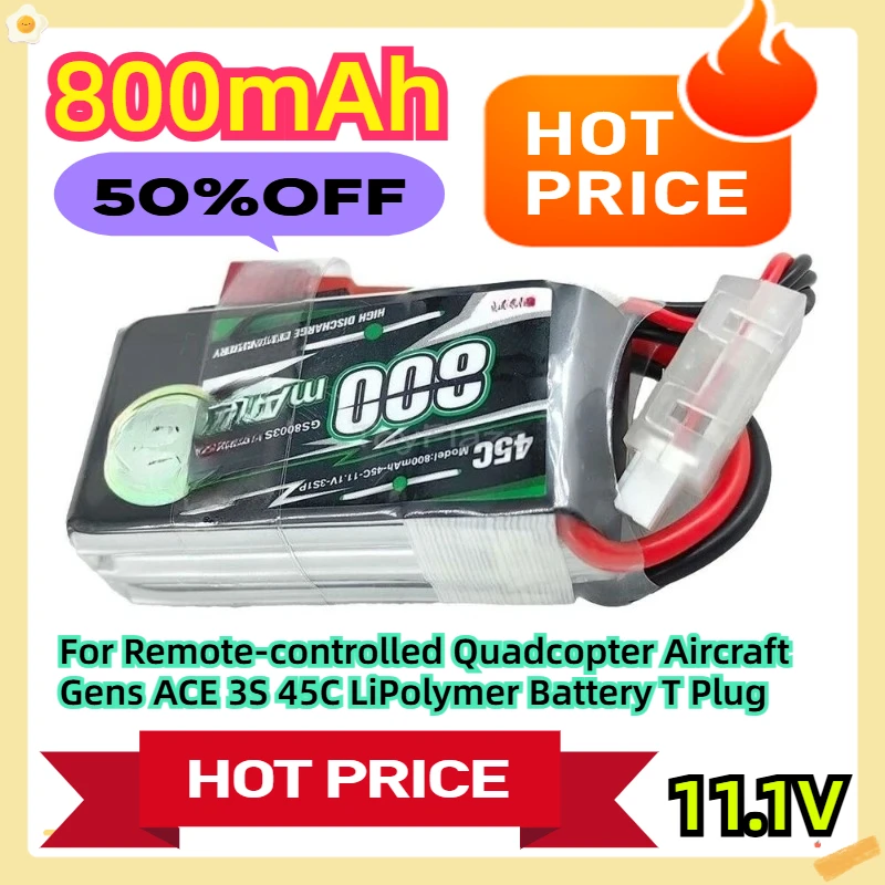 11.1v 800mah para aeronaves quadcopter de controle remoto gens ace 3s 45c bateria de polímero plugue t