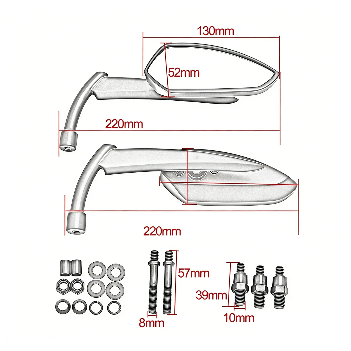 Motorcycle Rear View Side Mirrors For Honda Shadow Spirit VT 400 750 1100 VTX 1300/1800 Steed VLX 400 600 Magna VF250 CM125 view 2