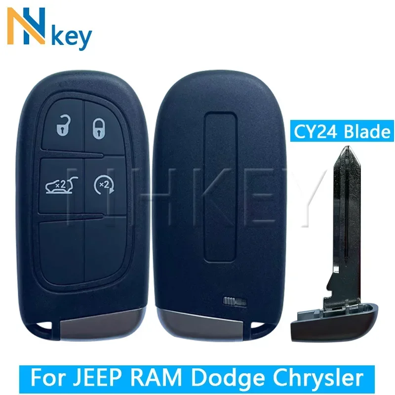 Kunci jarak jauh kunci kap mobil untuk Jeep Grand Cherokee Dodge RAM 1500 perjalanan Dart Challenger Durango Chrysler 300 4 tombol