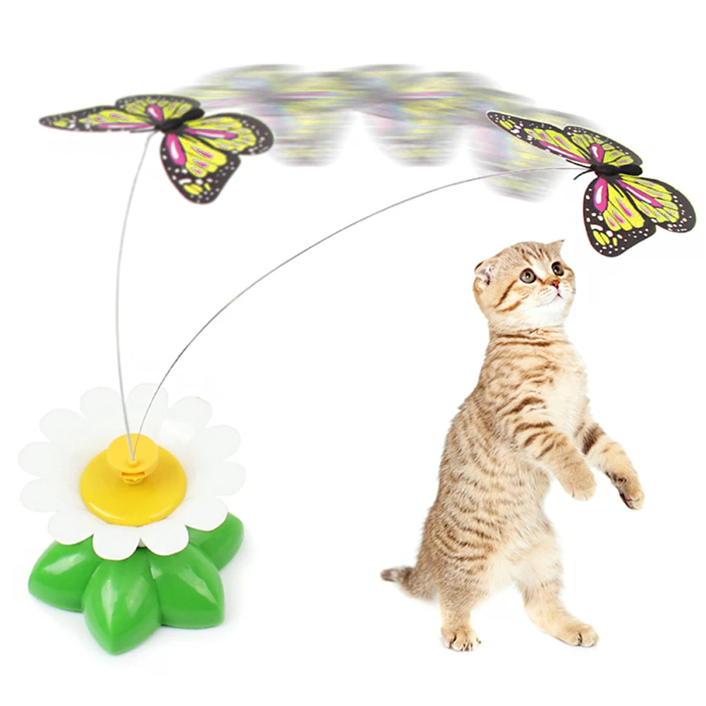 Interactive Cat Toys USB Electric Intelligent Rolling Ball Toy Cats Pet Silicone Automatic Rotate Mouse Tail Kitten Teaser Stick