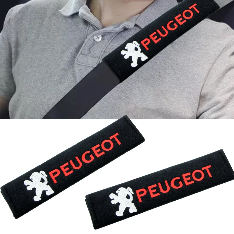 

2pcs Car Safety Belt Cover Ornament Shoulder Protector Fit For Peugeot 206 208 308 406 508 2008 3008 Boxer Traveller E208 E-2008