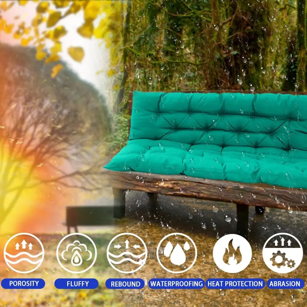 Outdoor Patio Porch Swing Use, Waterproof Three Seat Swing Replacement Cushions, Aquamarine Color, 70 x 40 in - view 4