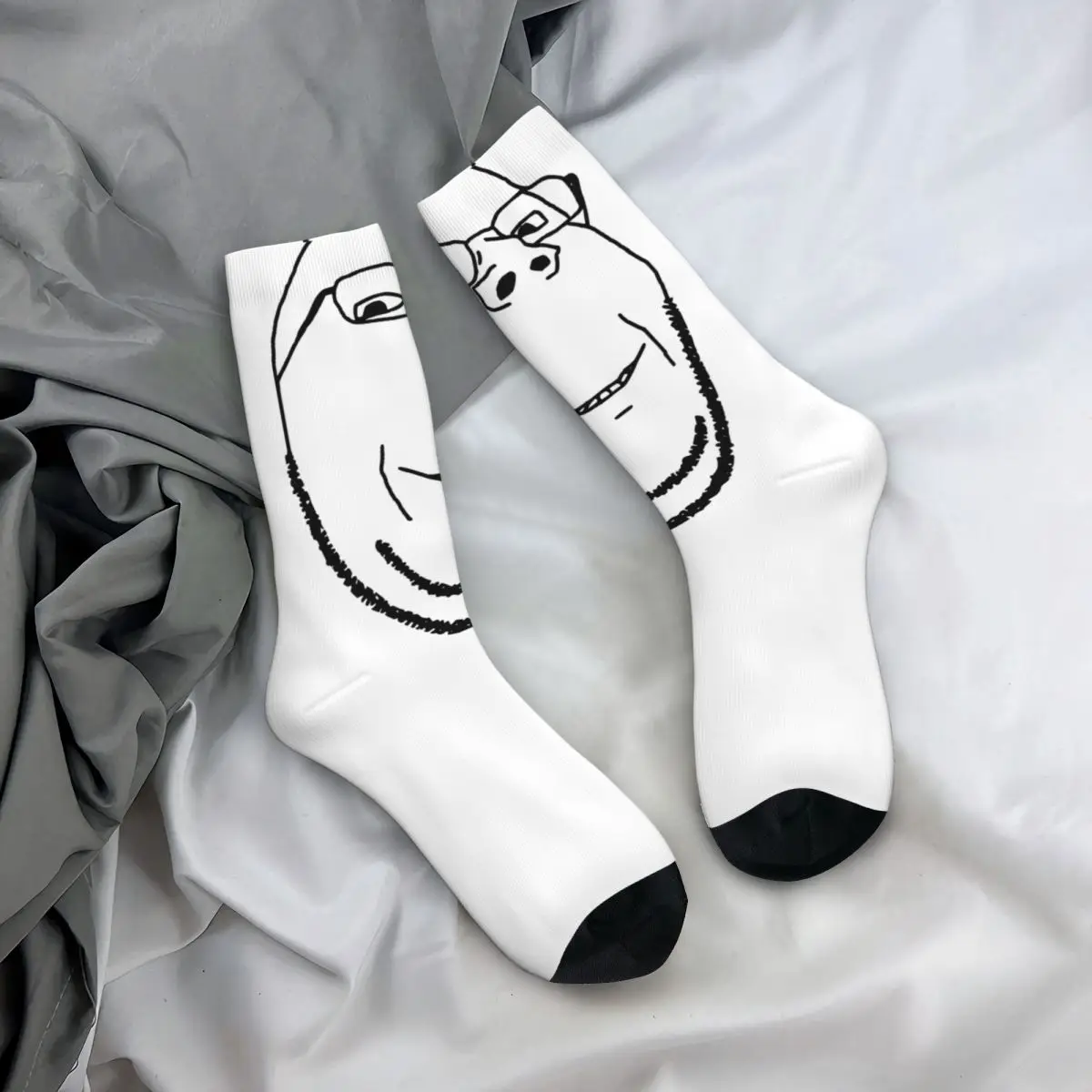 Smiling Wholesome Wojak Soyjak Socks Spring Stockings Elegant Women Men Soft Socks Printed Running Sports Non Skid Socks