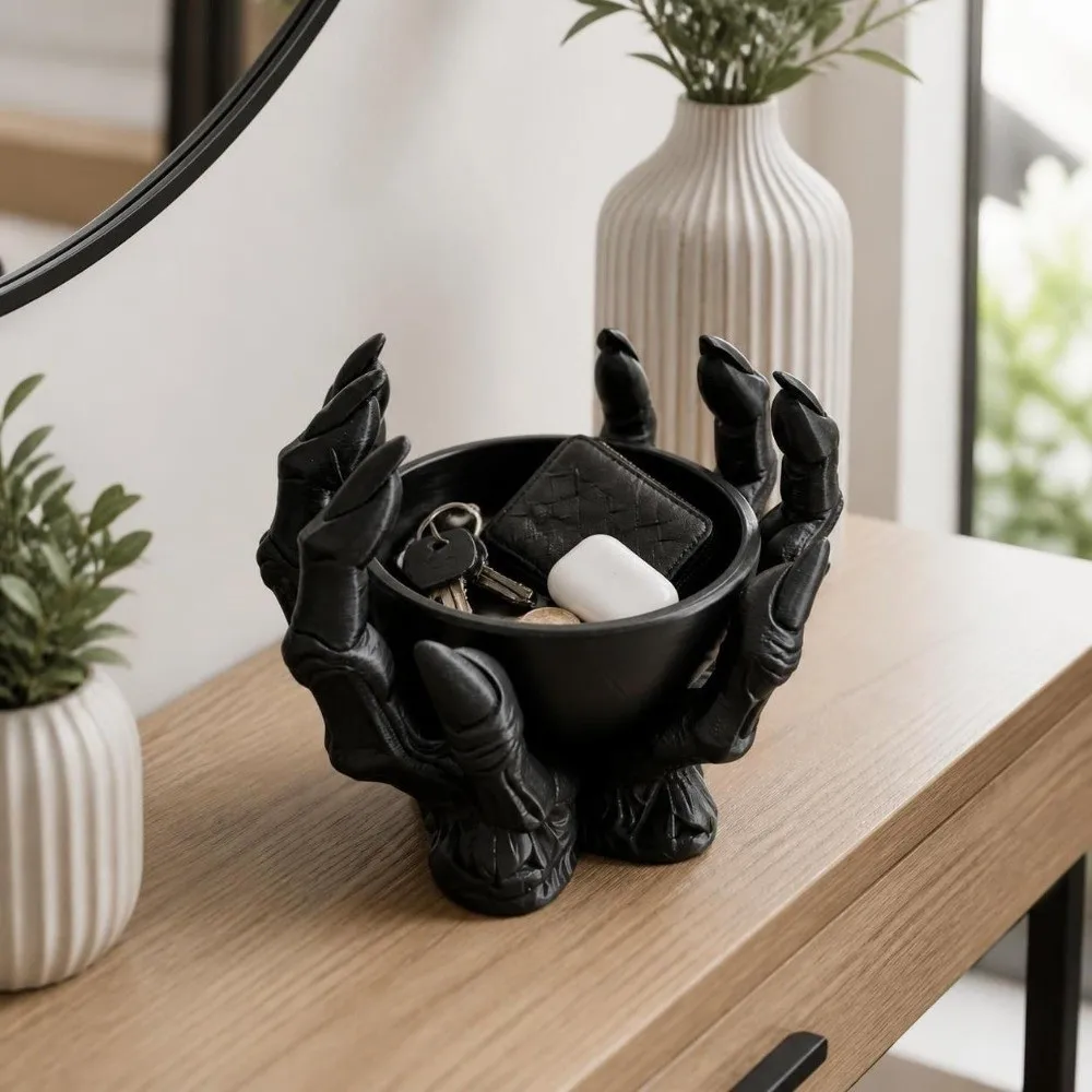 Home Decor Ornaments Skeleton Claw Statue 3D Printed Devil Claw Storage Bowl Gothic Style Halloween Decorations Table