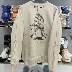 Saint Sweatshirts Men Women Oversize Hoodie Portrait Hole Crewneck