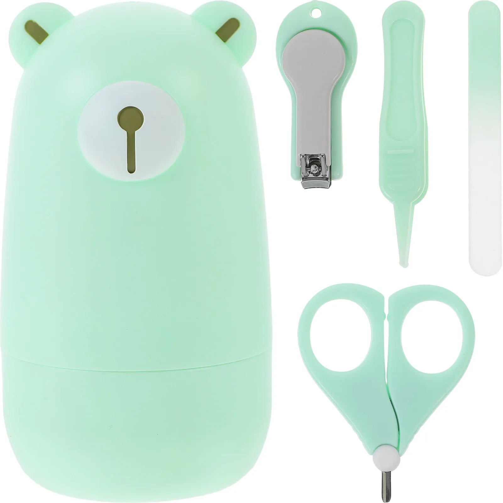 

1 Set Clippers Kit Safety Rounded Edges For Newborn Toddlers Baby Trimmer Set Grooming Tools Cartoon Case Baby Nail Care Newborn