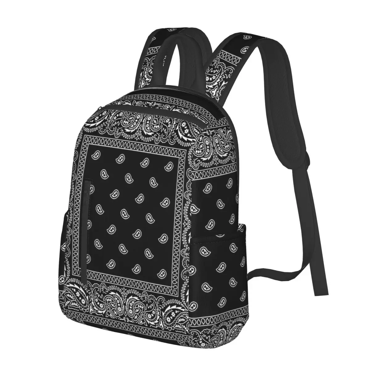 Colorful Paisley Black Pattern Student Backpack School Bag Hiking Travel Daypack for Boys Girls Bookbag Shoulder Bags