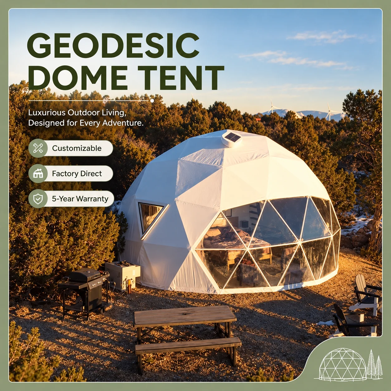 7m Four‑Season Waterproof PVC Dome Tent Kit, Luxury Prefab Glamping House for Hotel Resort Outdoor Accommodation