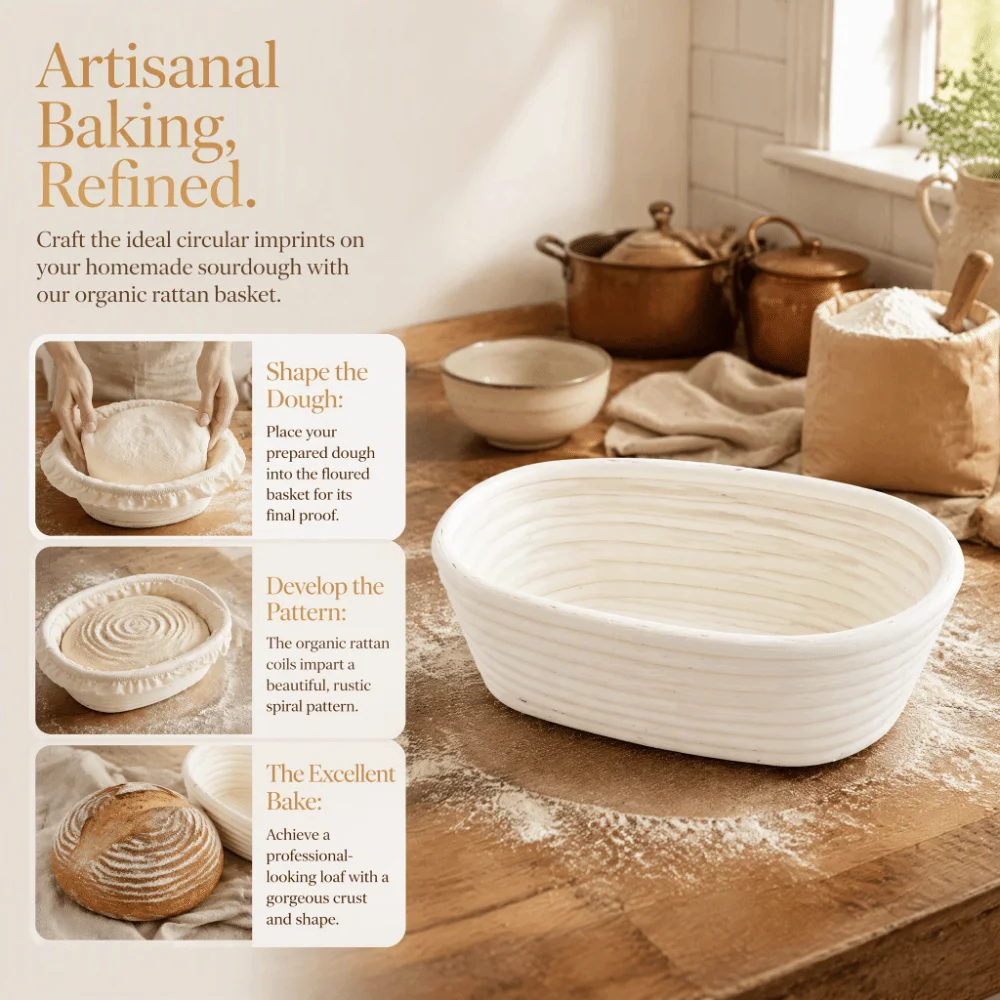 Oval Shape Bread Proofing Basket With Linen Liner Baking Tool Dough Basket Long Size Sourdough Proofing Basket Bread Making