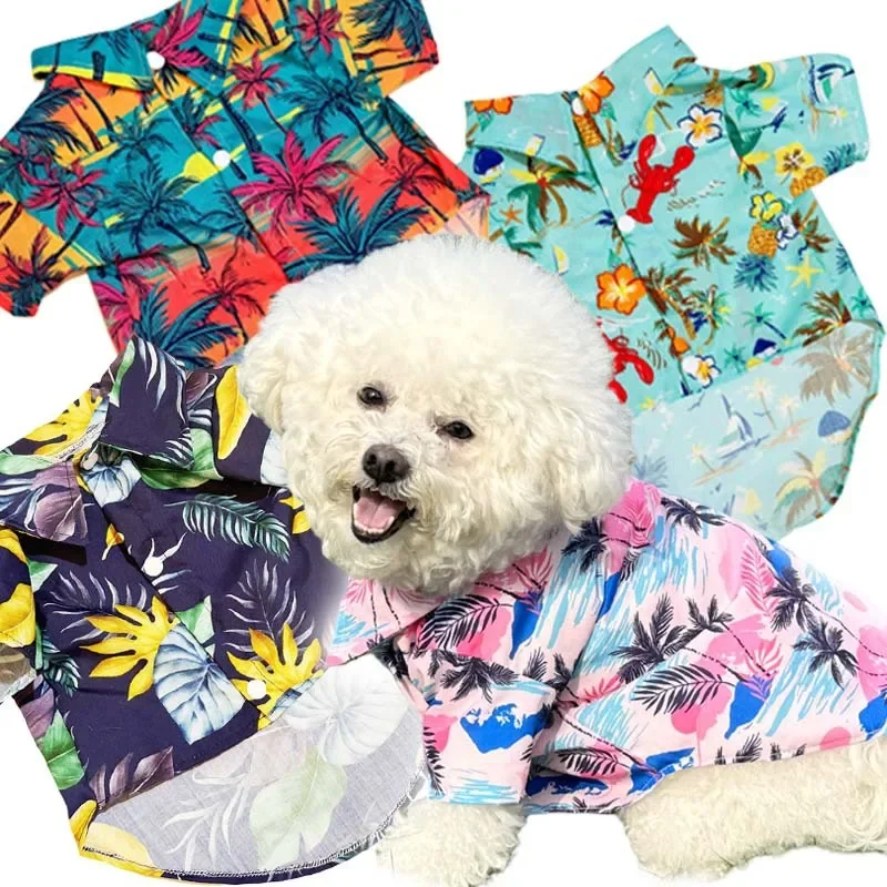 Pet Beach Wear Hawaiian Shirt Pet Dog Cat Four Seasons Shirt Clothing Supplies