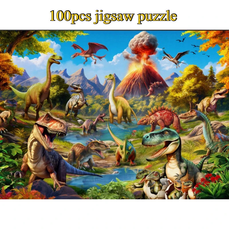 38x25 finished size Children's Paper Puzzle 100 Pieces Blue Card Animal Cartoon Puzzle Educational Toy Perfect Gift for Kids