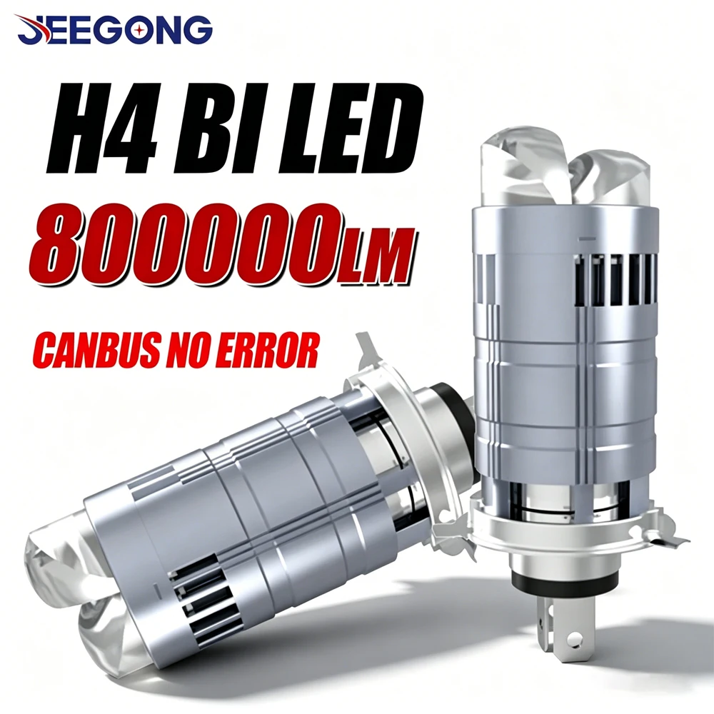 H4 LED Projection Lens Bulbs 800000LM Super Bright With Fan Plug And Play H4 Led Car Motorcycle Headlight CANBUS Auto Lamps 12V