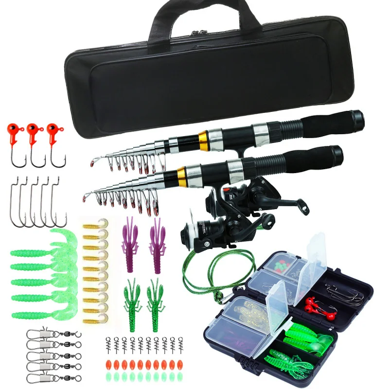 fishing-pole-set-21-23m-poles-wheel-telescopic-portable-fishings-rod-and-spinning-reel-baits-hooks-travel-full-equipment