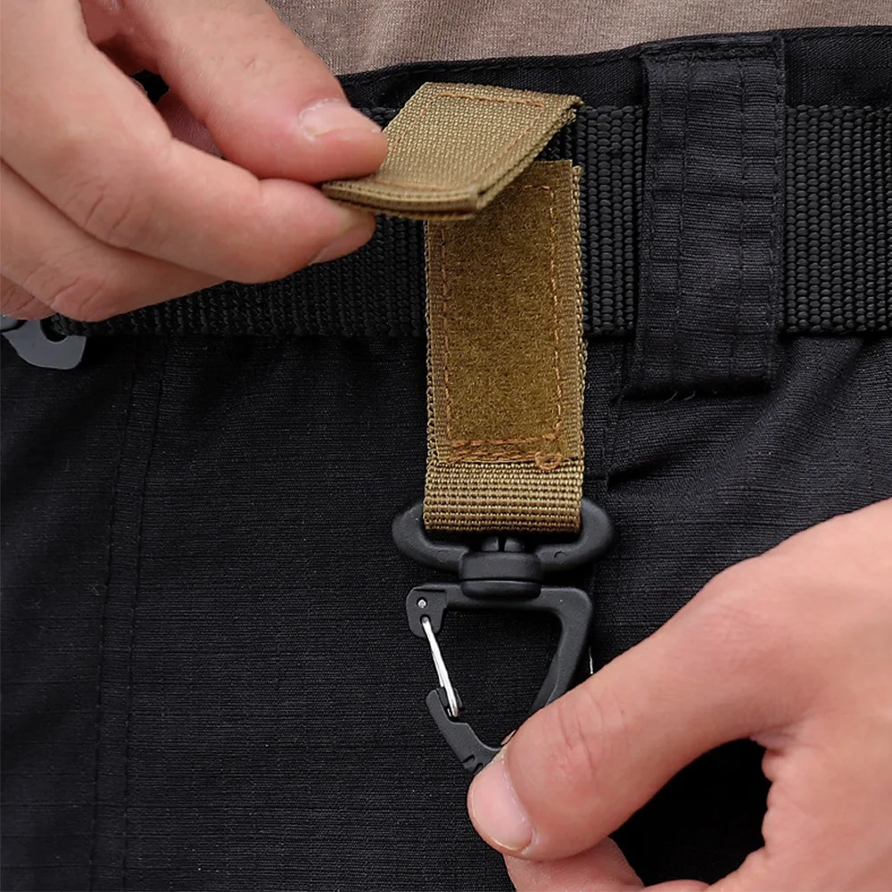 Outdoor Nylon Molle Tactical Backpack Carabiner Key Hook Webbing Buckle System Belt Buckle Hanging Camping Climbing Accessories