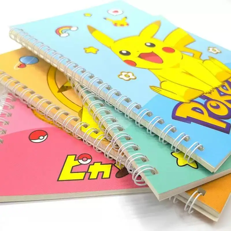 4 PCS Pikachu Notebook with Pen Set, Random Style, Cute Diary Journal for School Girls Kids, Patterns May Vary, Stationery Gift